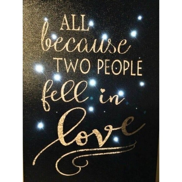 LED Light Up Sign Picture 6 Hour Timer Gift ALL BECAUSE TWO PEOPLE FELLL IN LOVE - Picture 1 of 6